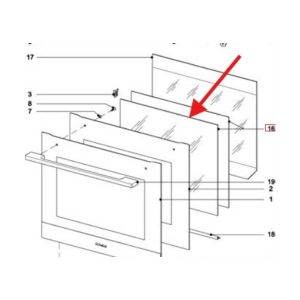 Original middle glass for Miele oven door Miele 9102591