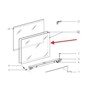 Original middle glass for Miele oven door Miele 6811080