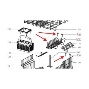 Plate holder for lower basket in Miele dishwasher 06024130