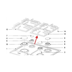 Original right tripod for the Miele Miele 8343520 stove