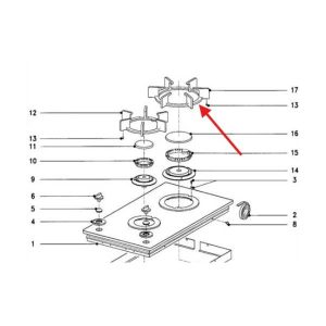 Original round tripod for turbo flame for Domino gas stove Miele Miele 4980180