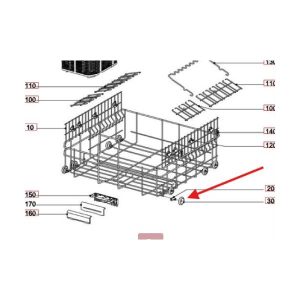 Original wheel for lower basket for Miele dishwasher Miele 2372352