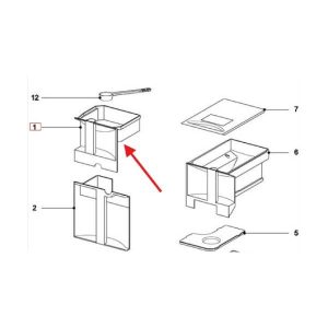 Original coffee bean waste container for automatic coffee machine built Miele 9630280