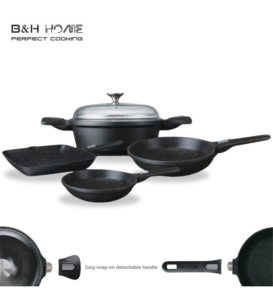 סט סירים אינדוקציה גז ובישול בתנור מאלומיניום יצוק 8 חלקים ברגהוף B&H